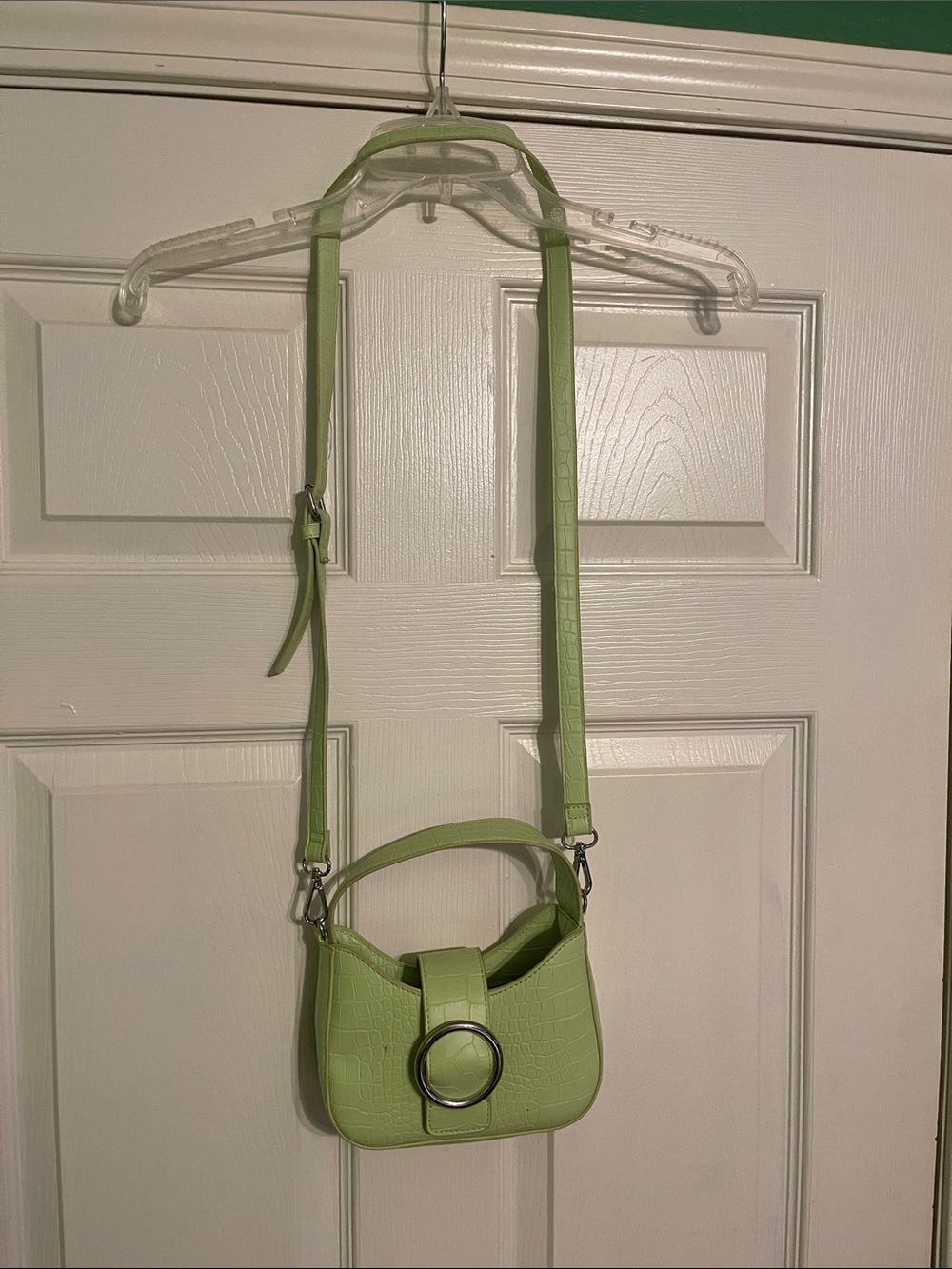 wild fable Light Green Faux-Croc Ring-Accent Crossbody Bag